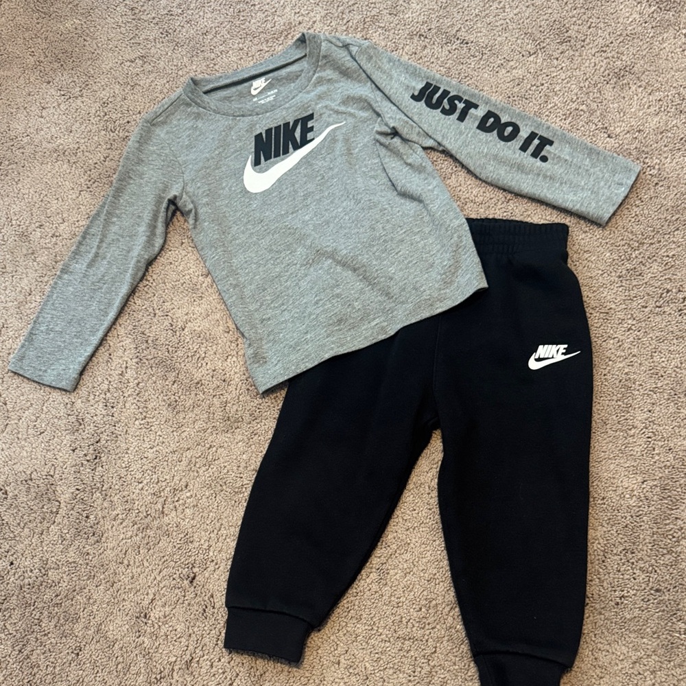Nike Kids Gray Top and Black Joggers